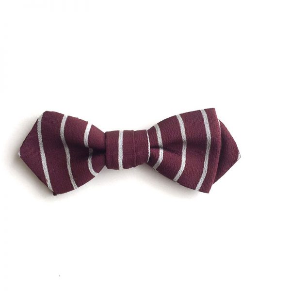 burgundy & white stripe bow tie