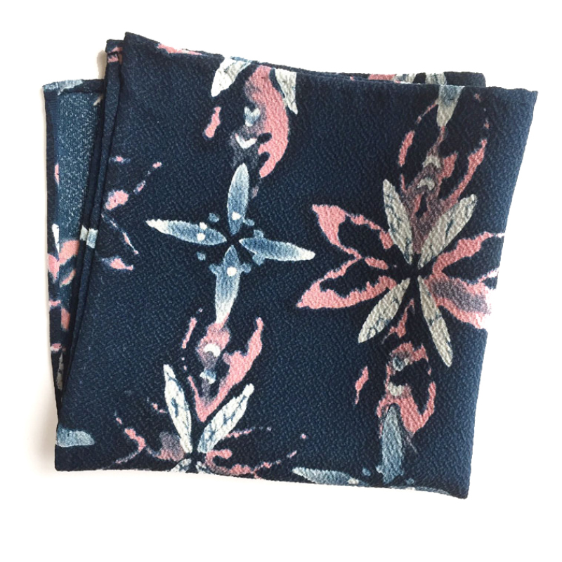 Floral-leaf pattern. Chirimen pocket square