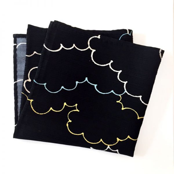 Cloud Pattern on Black silk pocket square