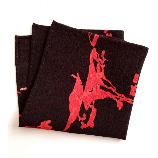 abstract red on black pocket square