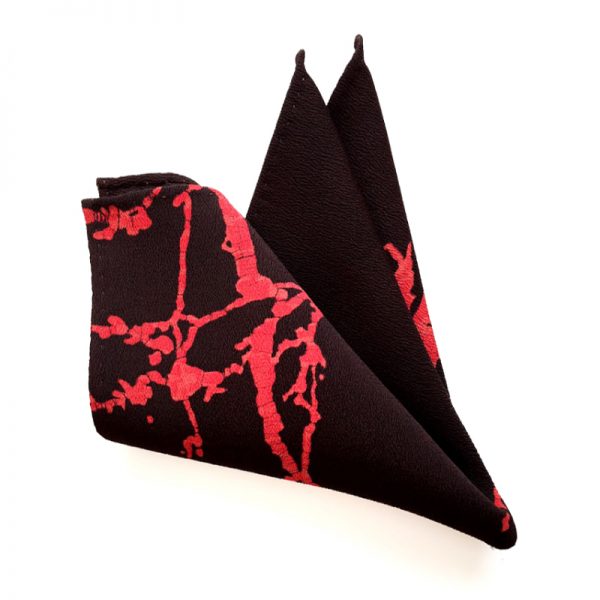 abstract red on black pocket square